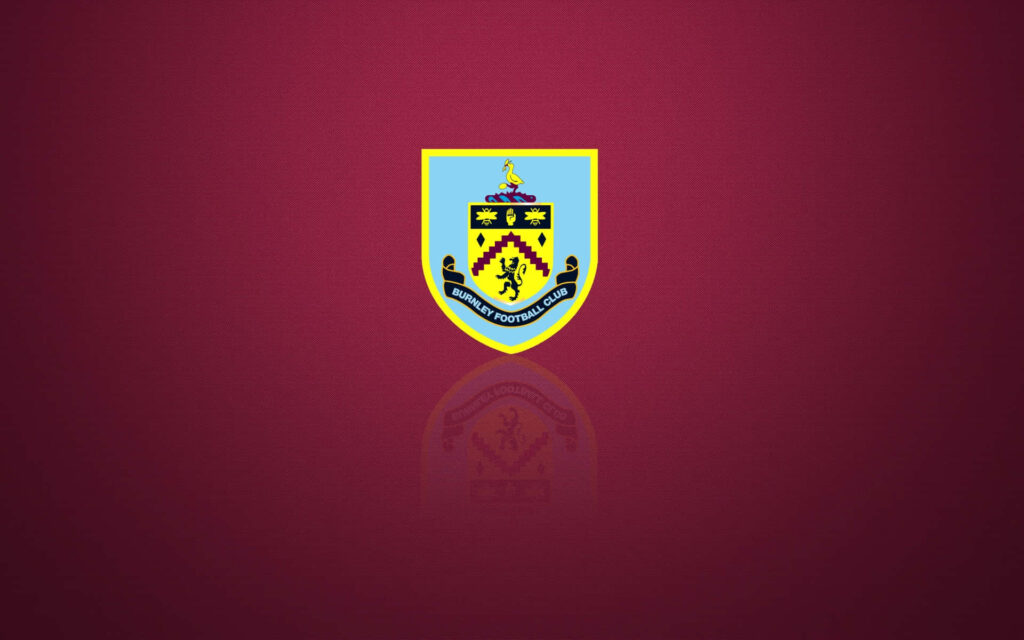 Burnley FC crest on claret background with blue yellow badge minimalist football wallpaper design