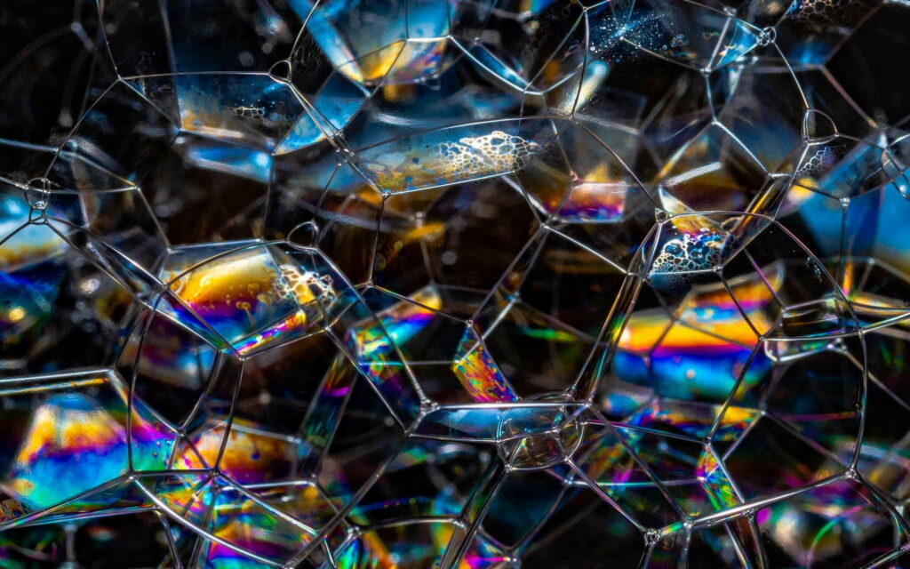 Bubble Symphony: Captivating Macro Textures in Vibrant Soap Bubbles Wallpaper