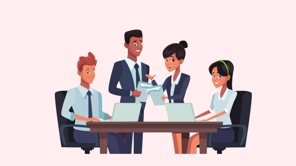Engaging Office Wallpaper: Animated Business Meeting Teamwork