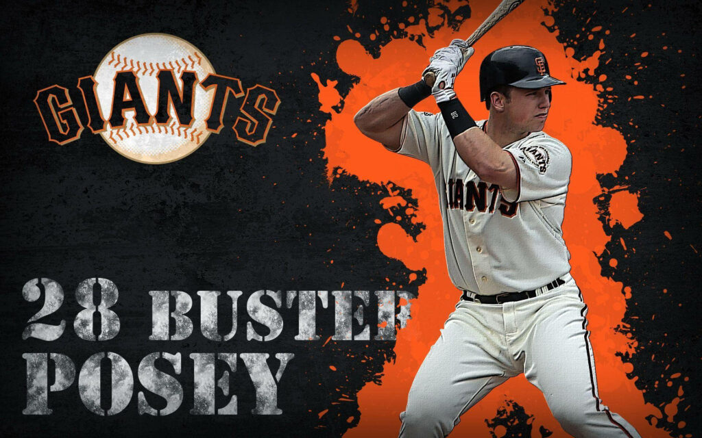 Buster Posey San Francisco Giants wallpaper orange splatter background baseball team spirit