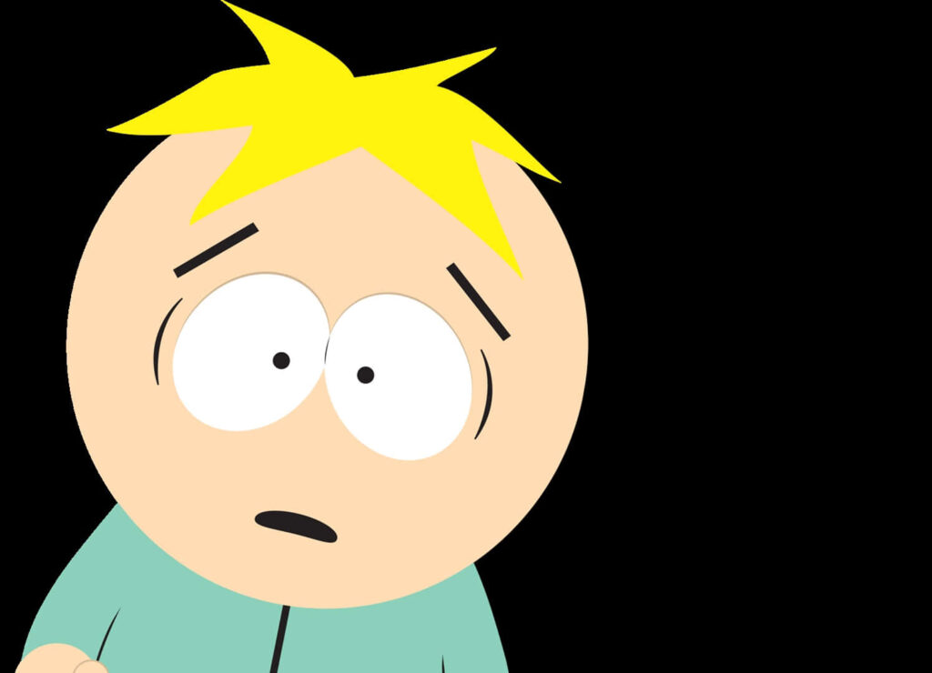 Butters Stotch Wallpaper: Surprised South Park Character on Black