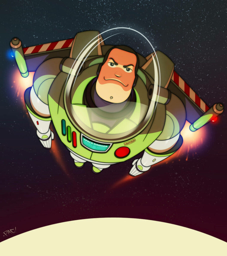 Buzz Lightyear soaring in space vibrant vector wallpaper with stars iconic spacesuit bold colors