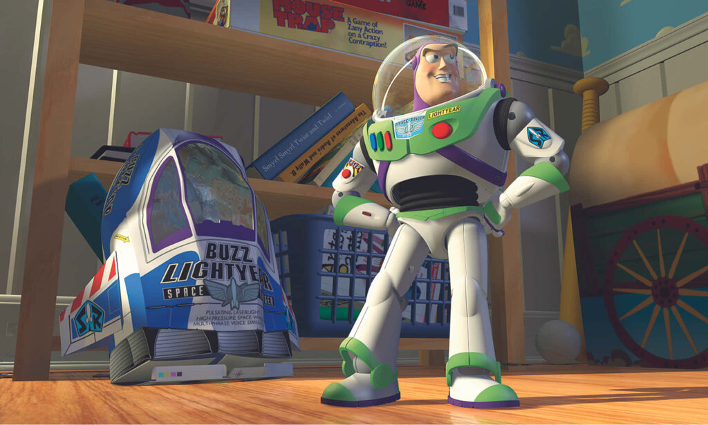 Buzz Lightyear Wallpaper: Iconic Space Ranger in Cozy Toy Room