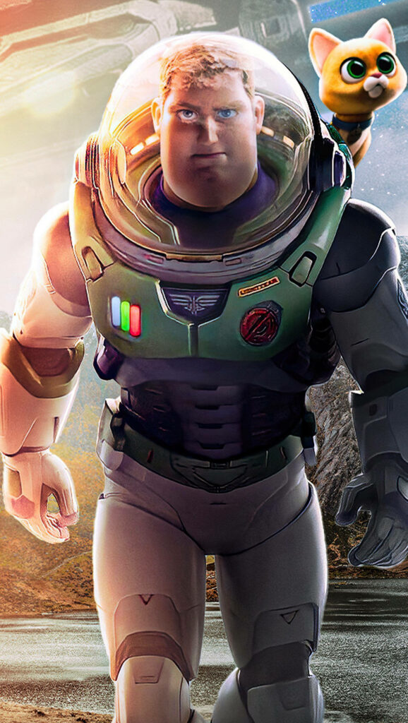 Buzz Lightyear & Cat in Spacesuit: Futuristic Wallpaper Background