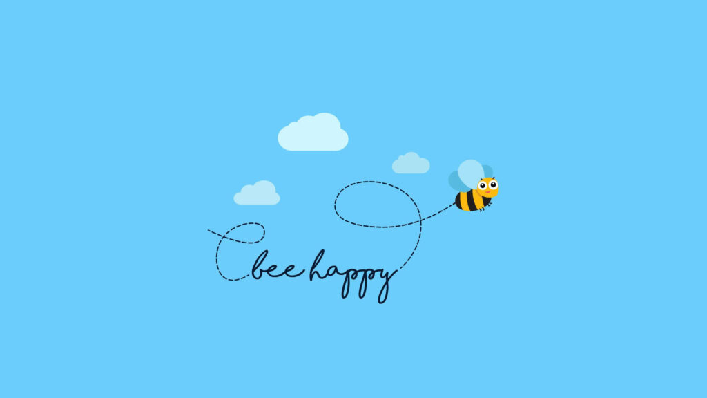 Spreading Joy in Flight: Bumble Bee Happy Bee Wallpaper