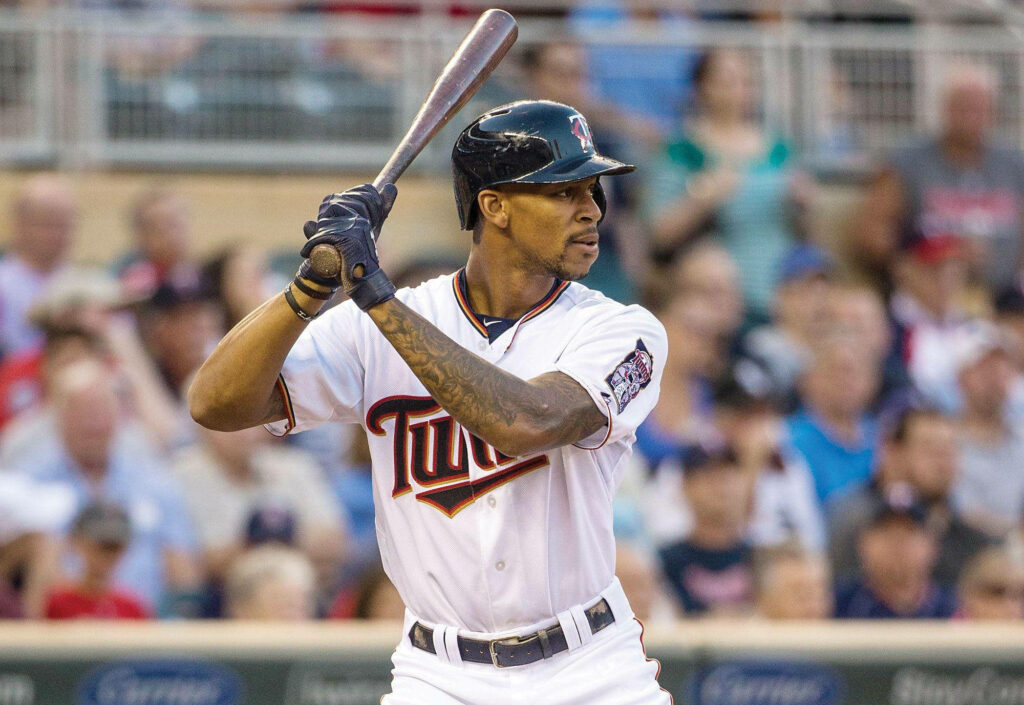 Byron Buxton Minnesota Twins batting stance major league baseball stadium vibrant team colors Wallpaper