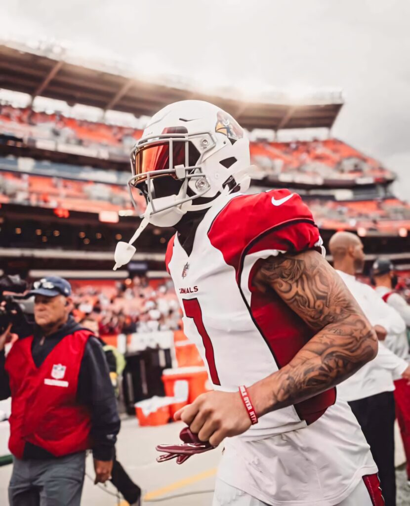 Byron Murphy in Arizona Cardinals uniform showing focus and energy on football field wallpaper