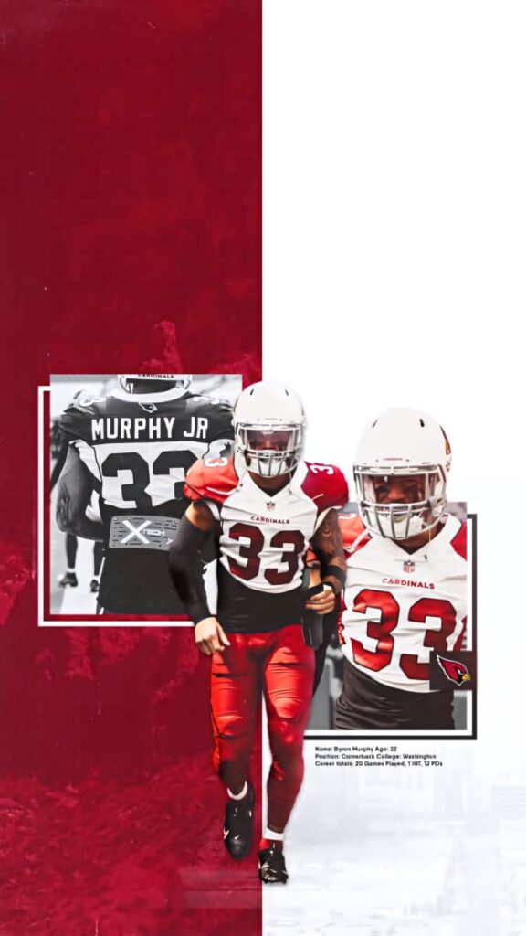 Byron Murphy Arizona Cardinals dynamic wallpaper bold red white tones sharp sports graphic