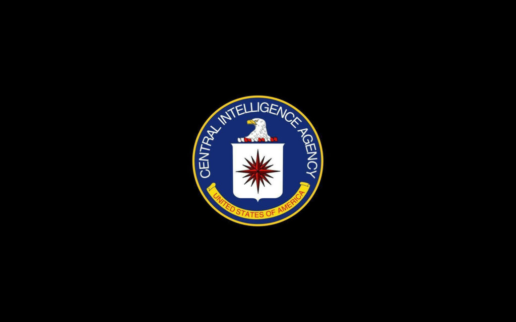 CIA logo wallpaper with bald eagle crest and compass rose on sleek black minimalist background