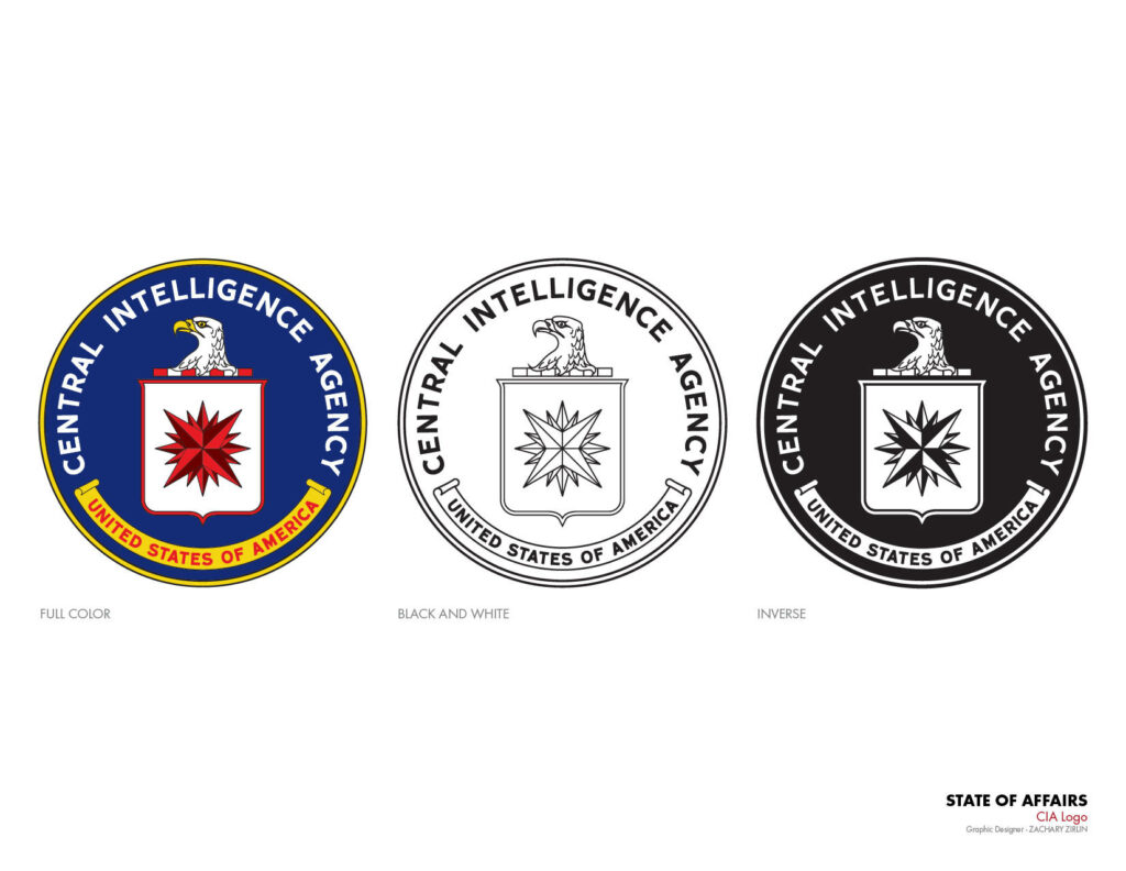 CIA logo wallpaper with shield eagle star in full color black white and inverse styles background