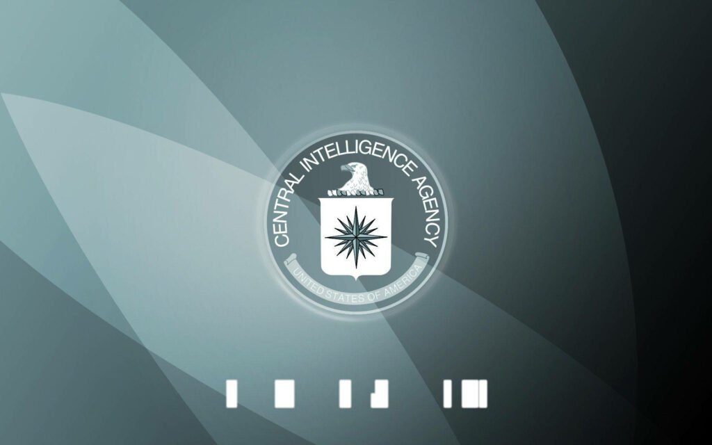 CIA logo wallpaper with bold eagle star on sleek grey gradient and abstract curved shapes