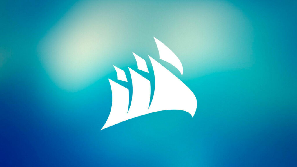 CORSAIR logo on smooth blue gradient wallpaper sleek modern design for gaming and PC hardware fans