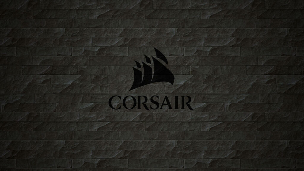 CORSAIR logo on dark textured stone background sleek black emblem modern tech wallpaper