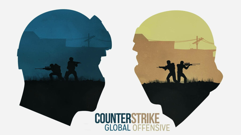 Intense CS:GO Rivalry Wallpaper: Two Teams, Two Heads, Blue vs Yellow