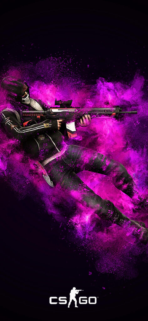 Intense Warfare: Sniper Engaged amidst Mysterious Purple Haze - iPhone Wallpaper