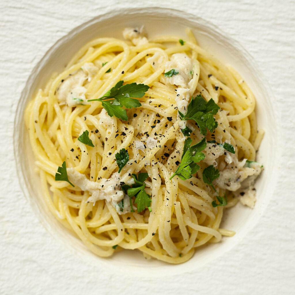 Cacio e Pepe Pasta with Basil and Parsley - Classic Italian Wallpaper