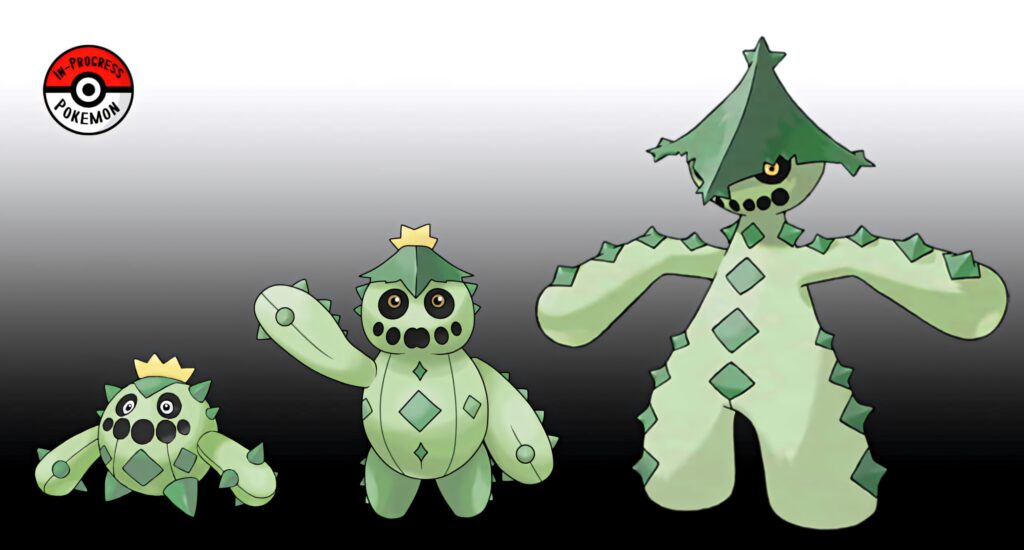 Cacnea Cactare and Cacturne cactus Pokémon with spiky green bodies on gradient wallpaper background