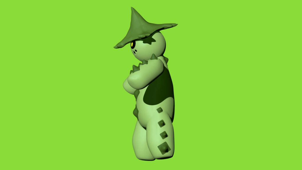 Cacturne Side Profile Wallpaper: Vibrant Green Pokémon Art