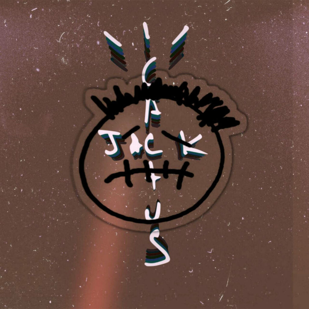 Cactus Jack's Iconic Text and Face Logo: Rustic Aesthetics in Travis Scott's Music Label Wallpaper
