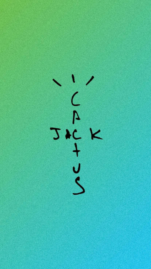 Vibrant Cactus Jack Emblem: Travis Scott's Iconic Label Pops Against Lush Green Wallpaper