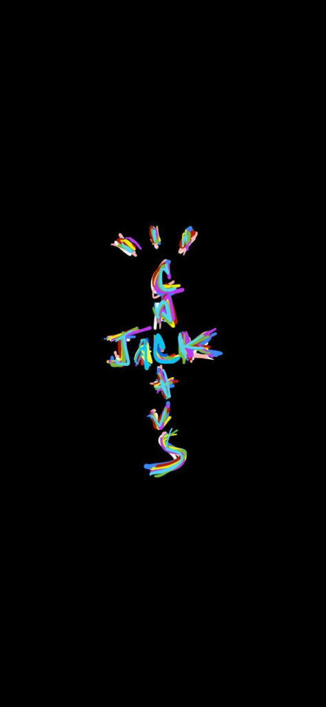Colorful Cactus Jack: A Vibrant Tribute to Travis Scott's Logo on a Dark Canvas Wallpaper