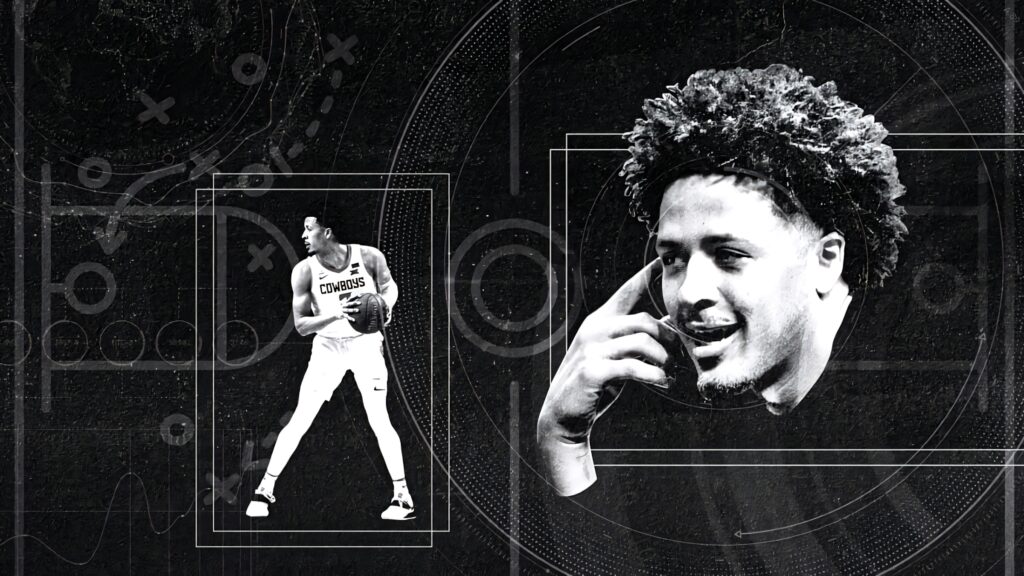 Cade Cunningham basketball artwork wallpaper dynamic monochrome portrait with modern graphic design