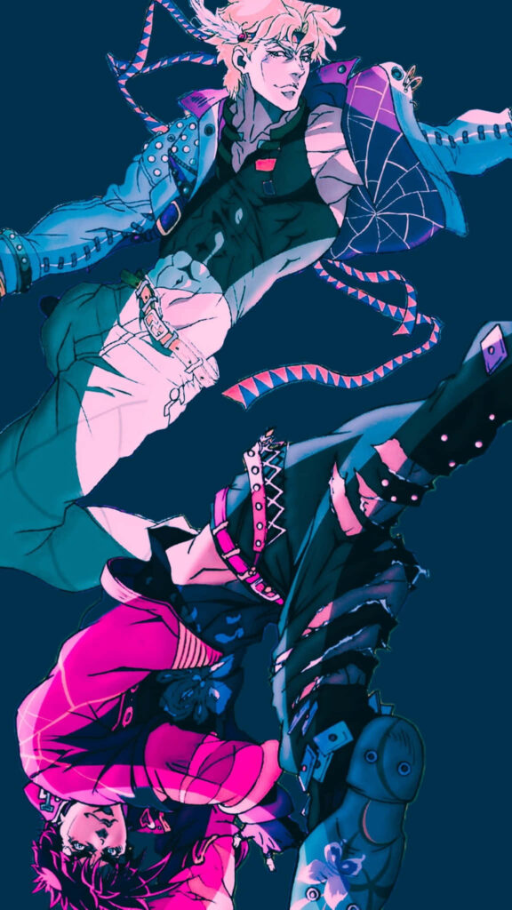 Caesar Anthonio Zeppeli and Joseph Joestar battle in vibrant electrifying Battle Tendency wallpaper