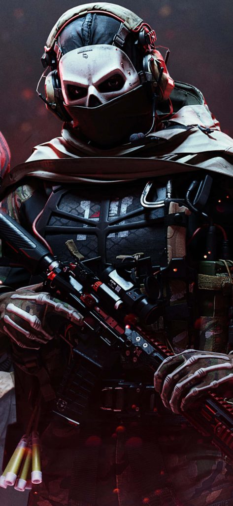 Simon Ghost Riley Call of Duty Modern Warfare 2 portrait with skull mask and tactical rifle Wallpaper
