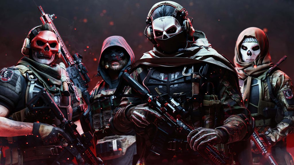 Call of Duty Modern Warfare II Ghost Riley tactical operators red lighting CGI wallpaper background