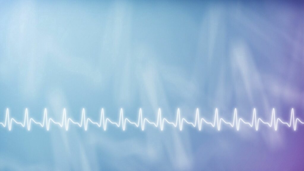 Calm Blue Purple Gradient Wallpaper with Waveform Rhythm Design