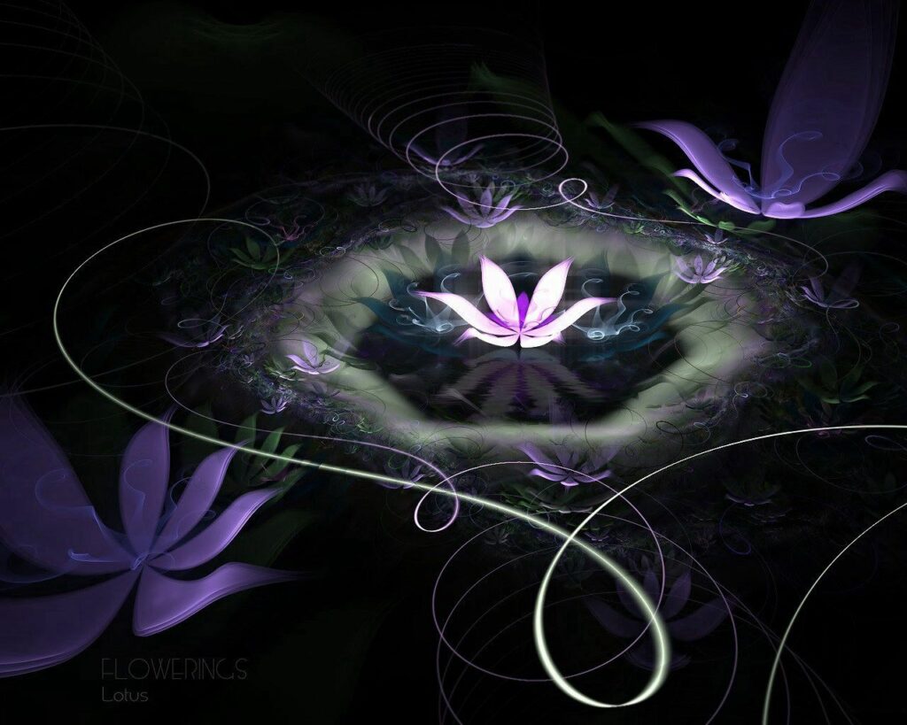 Serene Night Lotus Flowers Wallpaper: Ethereal Purple Glow