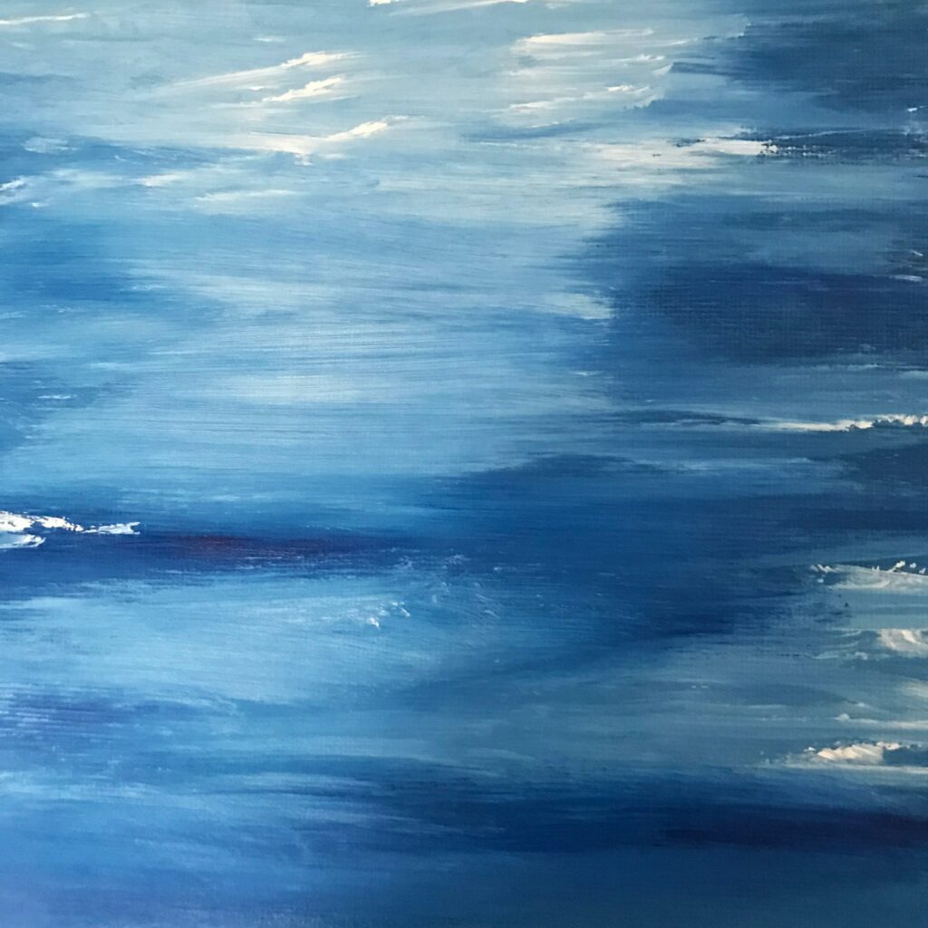 Abstract Calming Background: Oceanic Blue & White Fluid Wallpaper