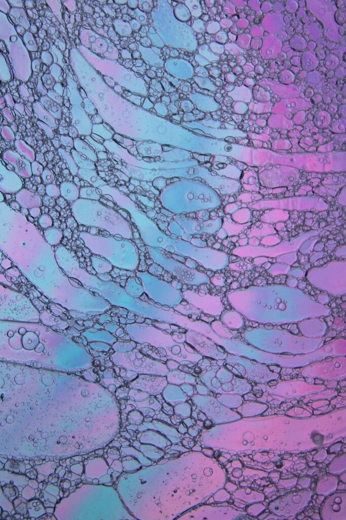 Calming Abstract Wallpaper: Blue & Pink Bubbles & Water Shapes