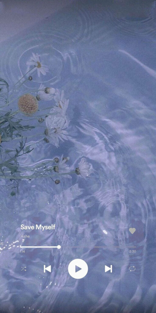 Serene Aesthetic Wallpaper: Soft Water Ripples & White Flowers