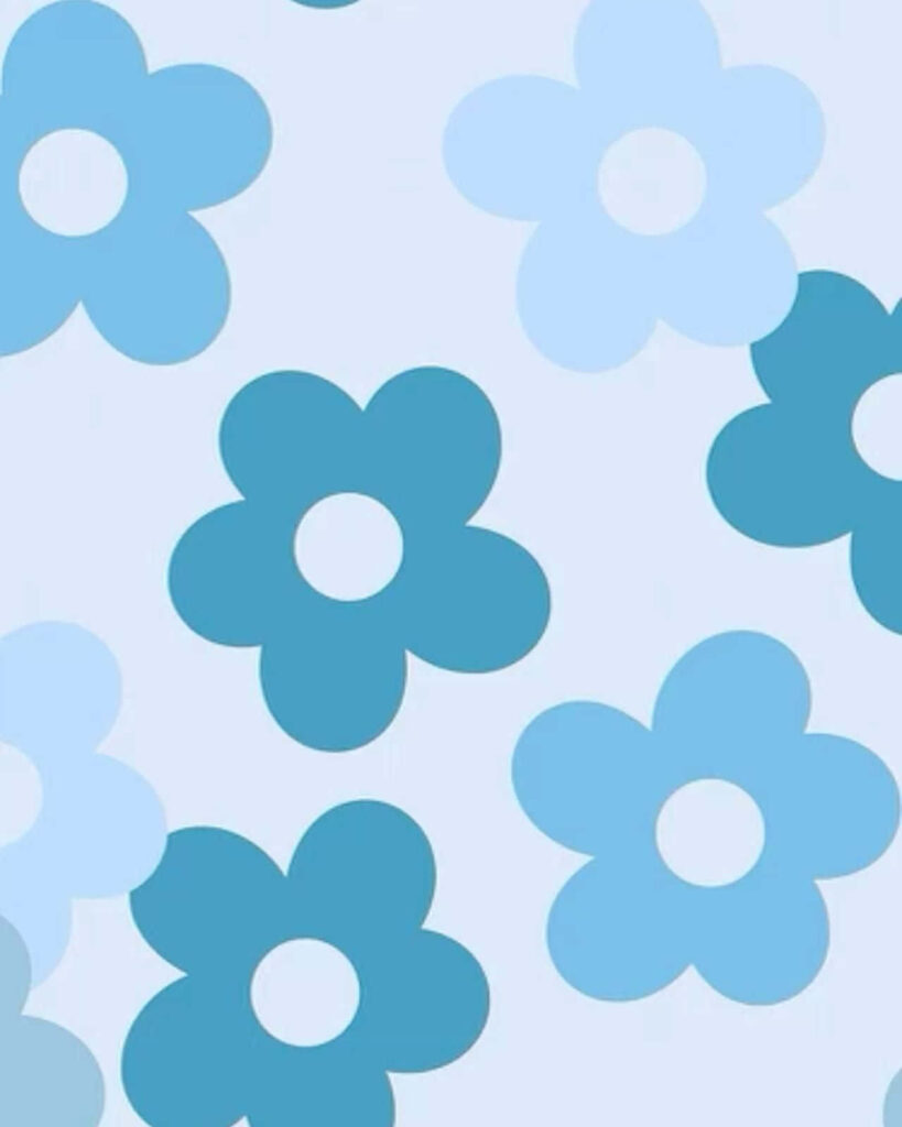 Calming Blue Floral Wallpaper Design on Soft Blue Background