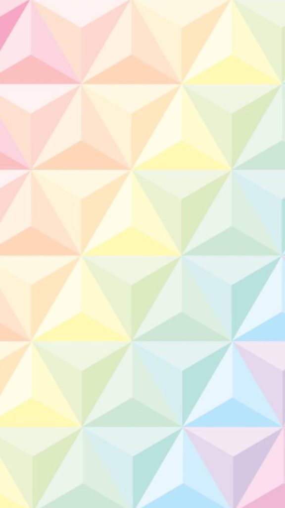 Calming geometric wallpaper with seamless 3D pastel rainbow triangles and soft gradient background