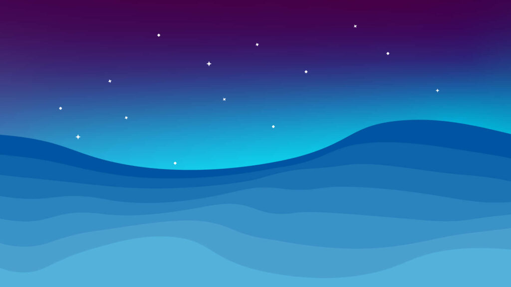 Calming Blue Gradient Wallpaper with Abstract Wave Design & Stars