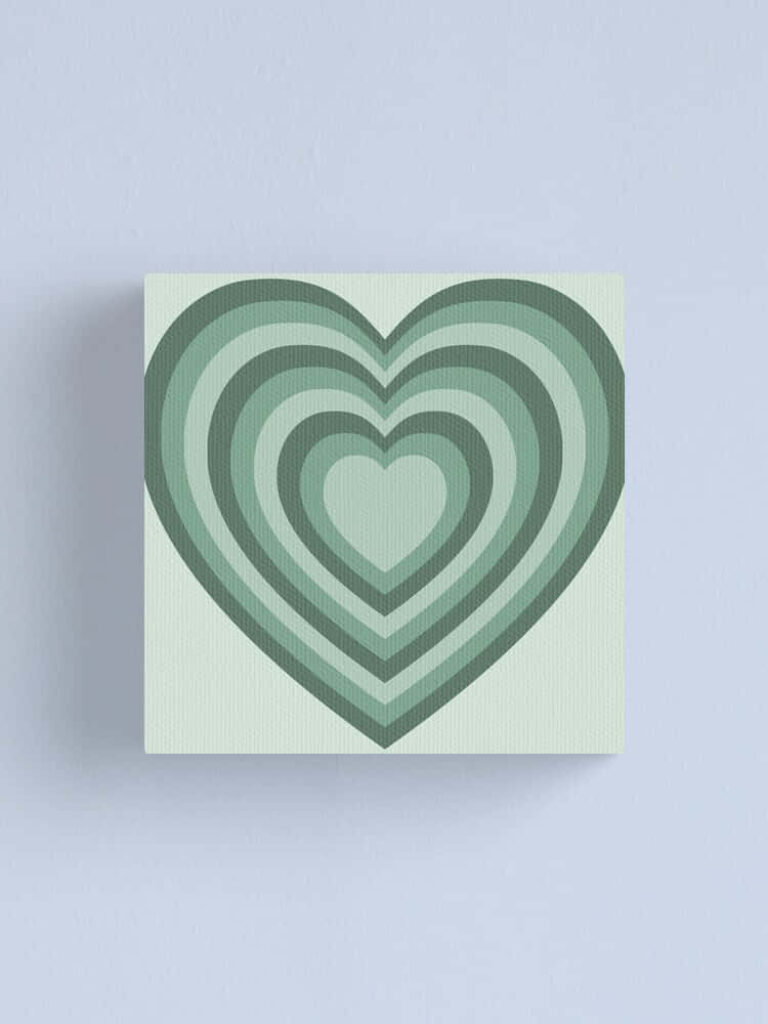 Layered Green Hearts Wallpaper: Calming & Minimalist Design