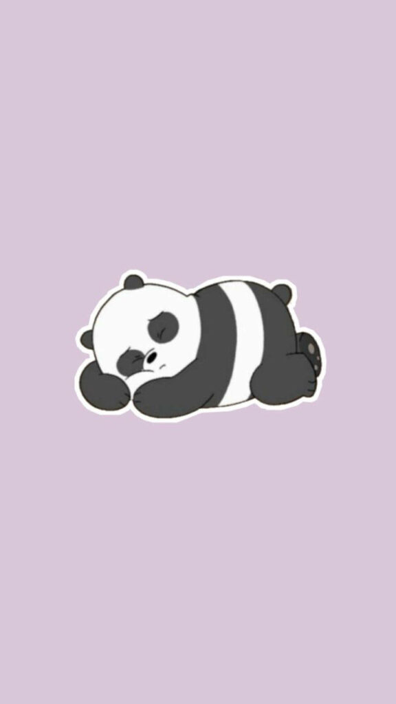 Minimalist Sleeping Panda Wallpaper on Soft Lavender Background
