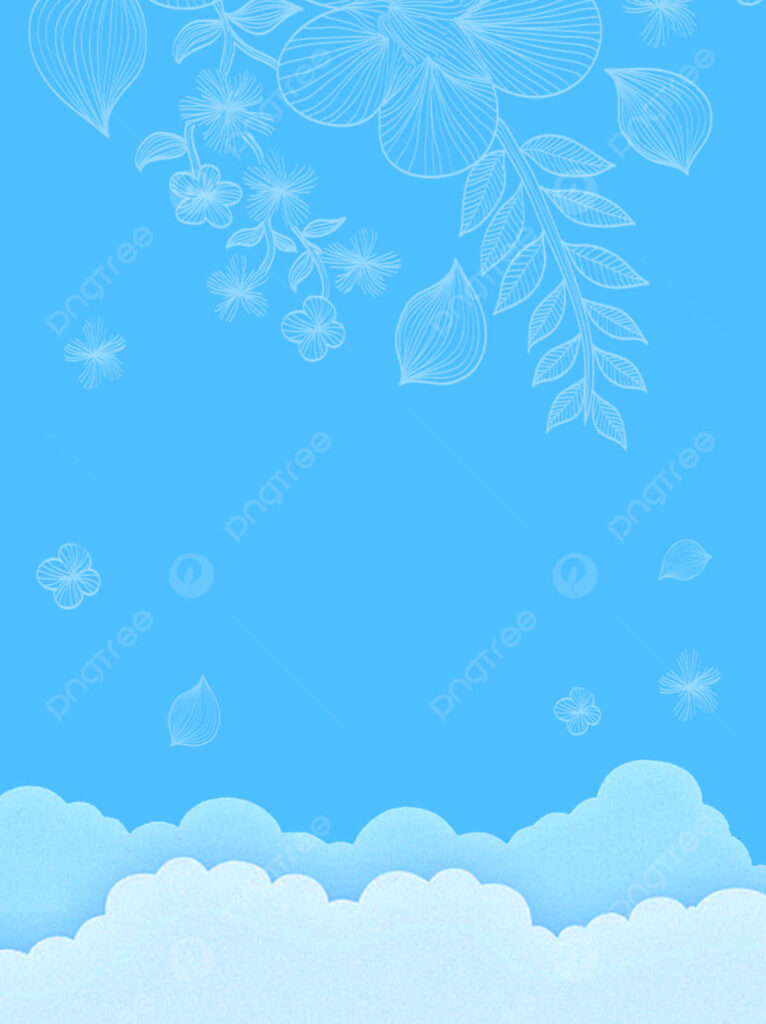 Calming Minimalist Blue Landscape Wallpaper with Floral Patterns
