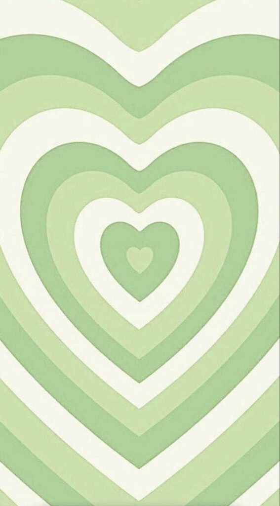 Calming Minimalist Green & White Heart Wallpaper Background