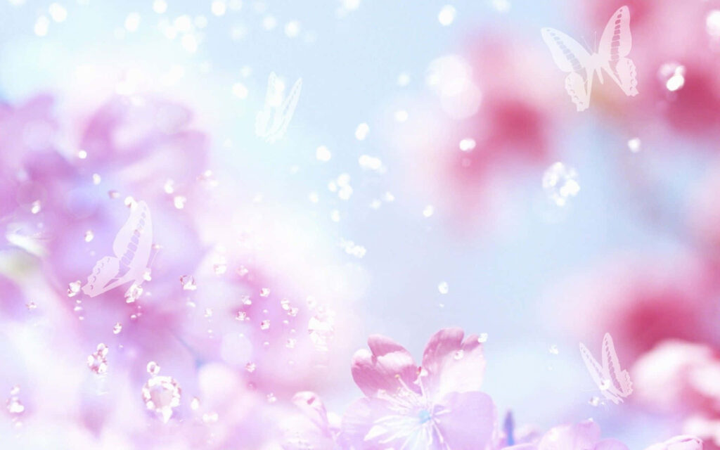 Serene Pink Butterfly Wallpaper: Dreamy Pastel Floral Background