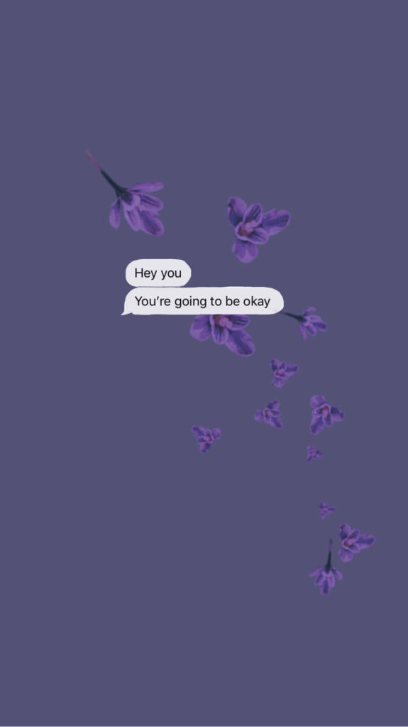 Calming Purple Flower Wallpaper with Reassuring Quotes