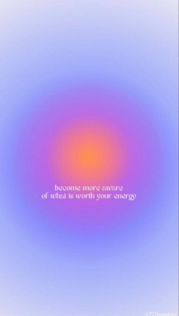 Calming purple orange gradient wallpaper with mindful quote for daily spiritual inspiration background
