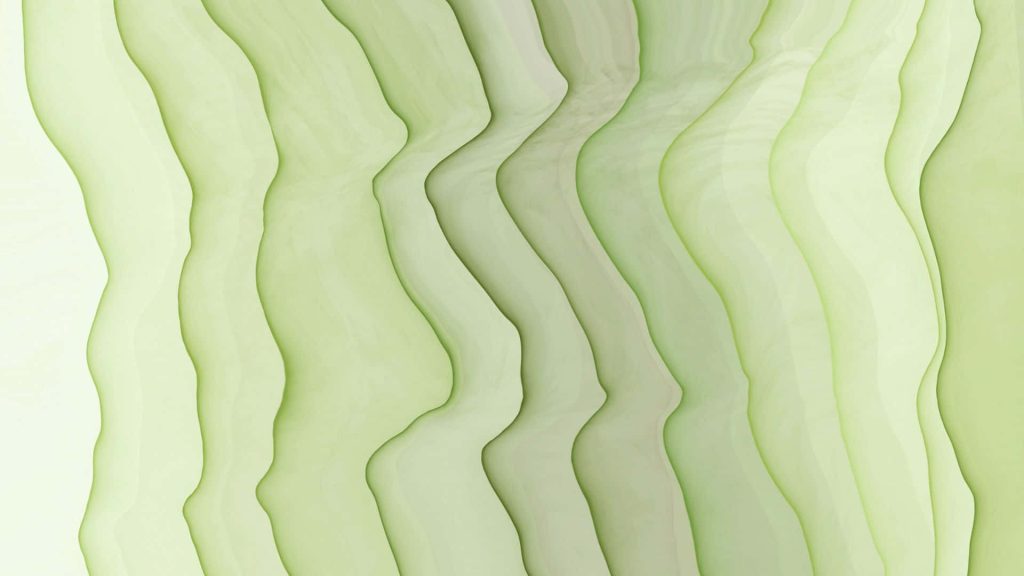 Calming abstract wallpaper with fluid vertical sage green layers and gentle wavy curves background