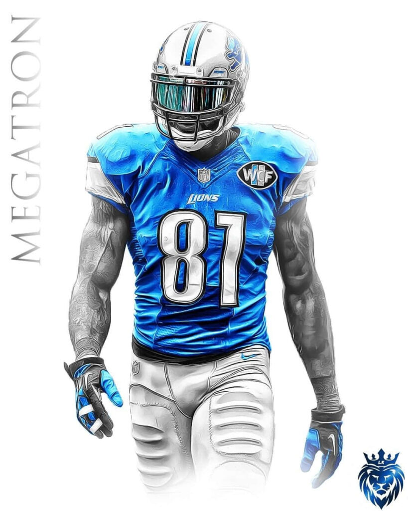 Calvin Johnson Detroit Lions NFL wide receiver number 81 digital art wallpaper background