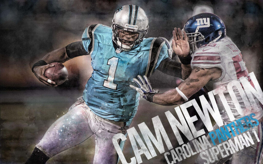 Cam Newton Carolina Panthers quarterback dynamic wallpaper gritty textures bold typography