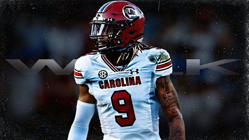 Cam Smith Carolina football uniform number 9 intense game wallpaper background athleticism