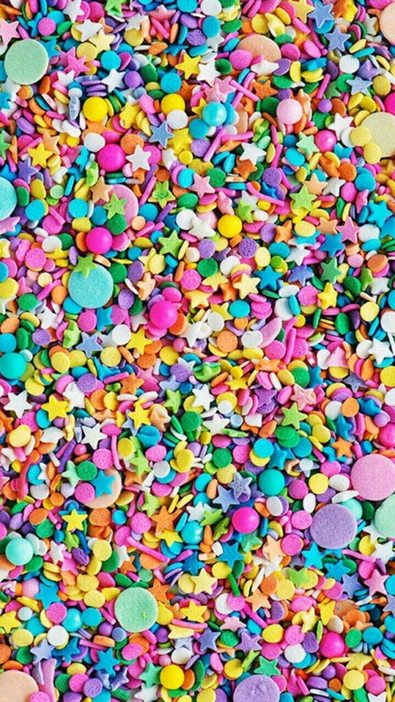 Colorful Candy Confetti Delight: HD Phone Wallpaper featuring Sprinkles and Patterns