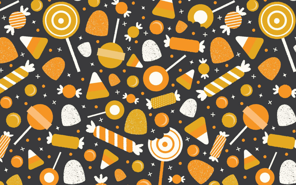 Sweet Delights: Vibrant Halloween Candy Illustrations Embracing an Adorable Aesthetic Wallpaper